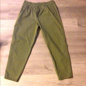 GAP High Waisted Pleated Fit Green Khakis